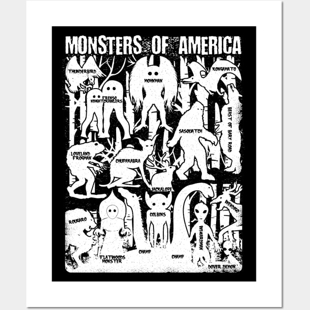 Monsters Of America Cryptid Wall Art by Tesszero